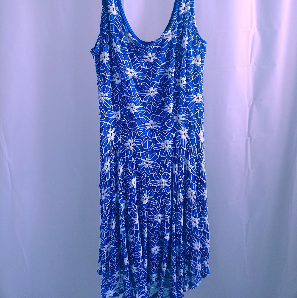Blue and white flowered dress